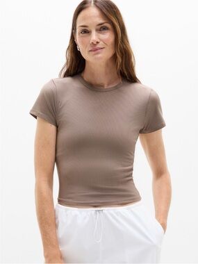 Athleta Signature Rib Crop Tee (Pyrite, L)
